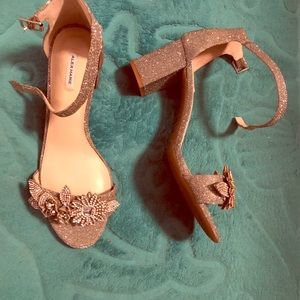 Gold Designer Block Heel Shoes